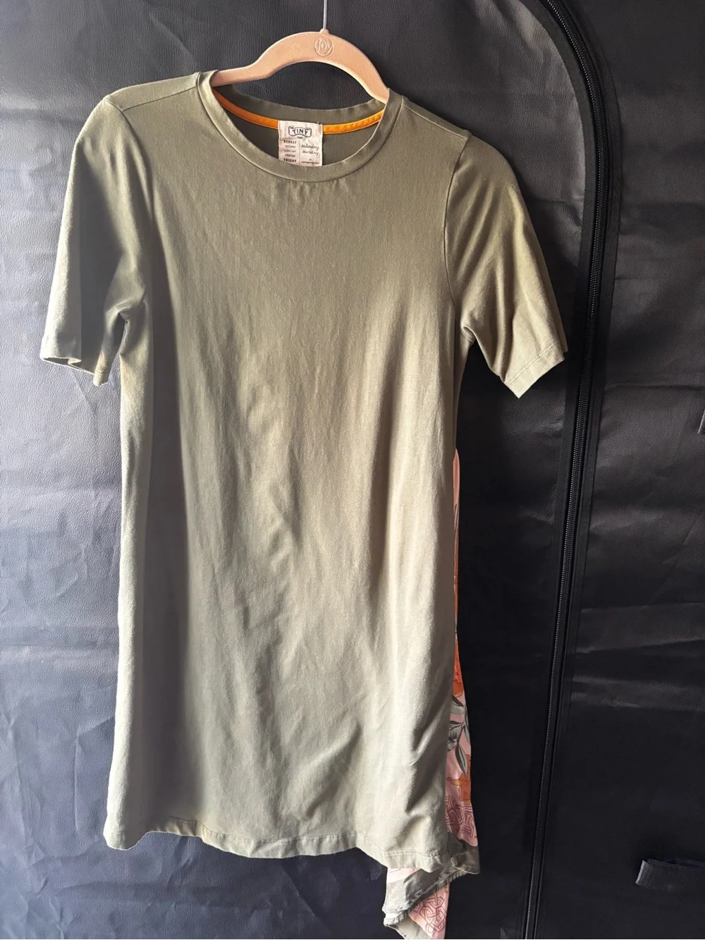 Tiny by Anthropologie Mixed Media Olive Green Shirt Dress